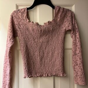 Planet Gold Pink Smocked Ruffled Blouse